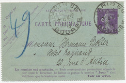 FRANKREICH "PARIS 98 / BOURSE" Grosser K1 30 C Säerin Kab.-Rohrpost-Kartenbrief - Pneumatic Post