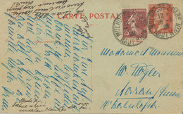 FRANKREICH 1929, Pasteur 75 C Extrem Selt. Pra.-GA-Postkarte M. Säerin 15 C Lilabraun als Zusatzfrankatur In Die Schweiz - Enteros Administrativos