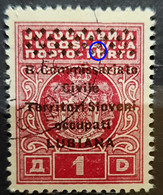 PORTO-COAT OF ARMS-1 D-OVERPRINT TERRITORI SLOVENI-OCCUPATI LUBIANA -SLOVENIA-ERROR-O- RARE-ITALY-YUGOSLAVIA-1941 - Non Dentelés, épreuves & Variétés