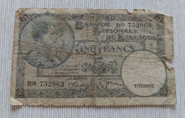 Belgium 5Fr Biljet Type “1919" - Morin 12 - Nr B16 752963 - F - 5 Franchi