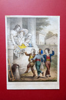 Litografia Acquerellata La Danse De Savoyards Le Guay Fine '800 Elemosina - Estampes & Gravures