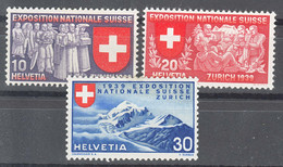 Switzerland 1939 Mi#338-340 Mint Hinged, French Letter - Unused Stamps