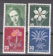 Switzerland 1946 Pro Juventute Flowers Mi#475-478 Mint Hinged - Ungebraucht