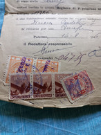 DOCUMENTO CON 3 FRANCOBOLLI 10 CENTESIMI LUOGOTENENZA + 2 MARCHE DA BOLLO MUNICIPIO DI PALERMO 1946 - Fiscali