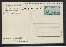 France Entiers Postaux - New York 1939 - Neuve - TB - Standaardpostkaarten En TSC (Voor 1995)