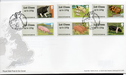 GREAT BRITAIN -2012- POST AND GO  PIGS SET OF 6 ON ILLUSTRATED FDC - Post & Go (automatenmarken)