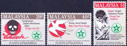 Malaysia 1986 MNH 3v, Prevention Of Drug Abuse, Health - Droga