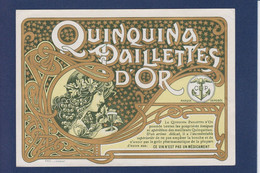 étiquette Alcool Quinquina Paillettes D'or Art Nouveau Femme Women - Advertising