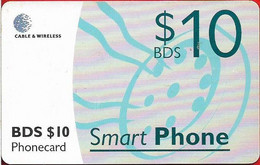 Barbados - C&W (Chip) - Gray Smart Phone, Gem5 Red, 2000, 10Bds$, Used - Barbados (Barbuda)