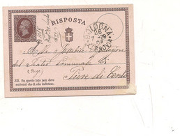 4130) Intero Postale 15c C1 RISPOSTA 1879 Bologna X Pieve Di Cento - Ganzsachen