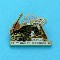 1 PIN'S //  ** 27 ème RALLYE / 24.05.92 / D'ANTIBES '92 / Noire ** . (G.J.P  C.R.T Arthus Bertrand Paris) - Rallye