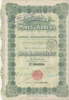 SOCIETE DES MINES DES MINES D'ARRENS - ACTION DE 100 FRANCS -ANNEE 1937 - Bergbau