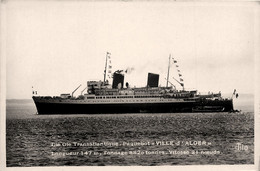 VILLE D'ALGER * Carte Photo * Bateau Cargo Paquebot Commerce Marine Marchande ? Compagnie Générale Transatlantique CGT - Commercio