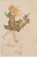 Illust. Imp. AD. WEICK  Art Nouveau . L'AUTOMNE (Jeune Femme Blonde à La Robe En Feuille D'automne ) - Sonstige & Ohne Zuordnung