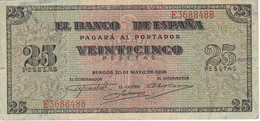 BILLETE DE BURGOS DE 25 PTAS DEL 20/05/1938 SERIE E EN CALIDAD MBC (VF) (BANKNOTE) - 25 Peseten