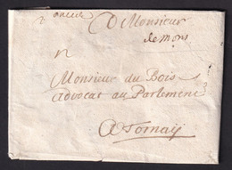 DDZ 814 - Lettre Précurseur Sans Contenu - Manuscrit De Mons Vers To(u)rnay - 1714-1794 (Oostenrijkse Nederlanden)
