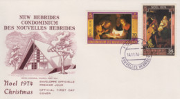 Enveloppe  FDC  1er Jour   NOUVELLES  HEBRIDES    Noël   1974 - FDC