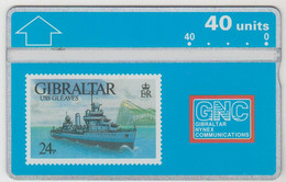 GIBRALTAR - USS Gleaves, 40 U, 1993, CN:306A,  Tirage 20.000, Used - Gibilterra