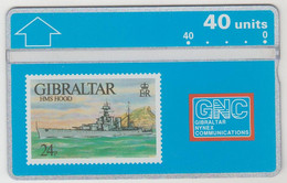 GIBRALTAR - HMS Hood, 40 U, 1993, CN:306A,  Tirage 20.000, Used - Gibilterra