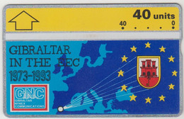 GIBRALTAR - 20 Years Of Gibraltar In The EEC, 40 U, 01/93, CN:308A,  Tirage 20.000, Mint - Gibilterra