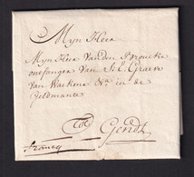 DDZ 821 - Lettre Précurseur 1773 - BOUGAUTE (BOUCHAUTE - BOEKHOUTE) Vers GENDT - RARE Francq (Port Payé) - 1714-1794 (Paises Bajos Austriacos)