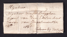 DDZ 830 - Lettre Précurseur 1738 - CASTER (KASTER) Vers BEVEREN Bij Kortrijk - Signée Deerlinck - 1714-1794 (Pays-Bas Autrichiens)