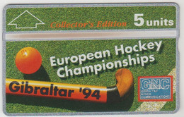 GIBRALTAR - European Hockey Championship Collectors Ed., 5 U, 1994, CN:403A,  Tirage 4.000, Mint - Gibraltar