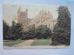 238)   EXETER WEST FRONT CATHEDRAL LONDRA LONDON  CARTOLINA   VIAGGIATA   FORMATO PICCOLO ANNO 1904 - Exeter