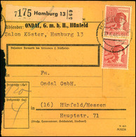 1948, Paketkarte Ab HAMBURG Mit MeF 2-mal 60 Pfg. Arbeiter - Autres & Non Classés