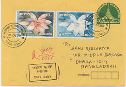 BANGLADESH 1978 Flowers 40P Multicolored Michelia Champaca (2x) MISSING COLOURS On Postal Stationery Envelope, RRR!! - Bangladesh