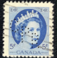 Canada - P5/45 - (°)used - 1954 - Michel 294Ax - PERFINS - Koningin Elizabeth II - Perforadas