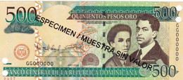 Dominican Republic 500 Pesos 2009 SPECIMEN UNC P-179s2 "free Shipping Via Registered Air Mail" - Dominicana