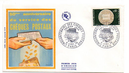 1968 ---FDC Soie -- 50 ème Anniv Service  Chèques Postaux   ....cachet  PARIS--75 - 1960-1969