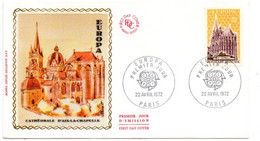 1972 ---FDC Soie -- EUROPA --Cathédrale D'Aix-la-Chapelle    ....cachet  PARIS--75 - 1970-1979