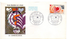 1972 ---FDC  -- Année Mondiale De La Santé ( Coeur)..........  ....cachet   PARIS - 1970-1979