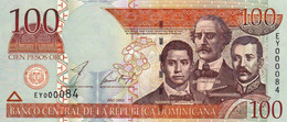 Dominican Republic 100 Pesos 2002 LOW SERIAL "EY000084" UNC P-171b "free Shipping Via Registered Air Mail" - Repubblica Dominicana