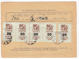 K304 1963 Reply Card With Revenue Stamps 1957 Expense 5x20 Ft - Fiscale Zegels
