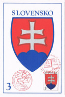 41115. Tarjeta Maxima  BRATISLAVA (Slovensko) 1993, Wappen, Escudo Inauguracion Presidencia - Covers & Documents