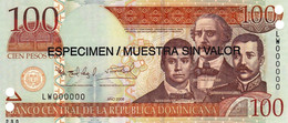 Dominican Republic 100 Pesos 2006 SPECIMEN UNC P-177s1 "free Shipping Via Registered Air Mail" - Dominikanische Rep.