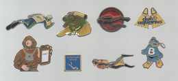 PINS PIN'S PLONGEE 933 BUTAGAZ FRAMETO AQUARIUS ACQUANOTES NORMANDS SP POMPIER SAL    LOT 8 PINS - Diving