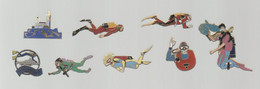 PINS PIN'S PLONGEE 935 EGF FAVEL POMPIER CSM MARSEILLE NOTRE DAME GARDE AQUARIUM APNEE  LOT 8 PINS - Diving