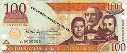 Dominican Republic 100 Pesos 2010 SPECIMEN UNC P-177s3 "free Shipping Via Registered Air Mail" - Repubblica Dominicana