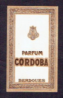 Carte Parfum CORDOBA De BERDOUES - Catalogue G. FONTAN II N°17 A - Anciennes (jusque 1960)