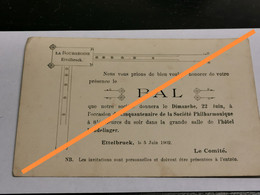 Carte, Bal Ettelbruck 1902 Hôtel Dondelinger - Autres