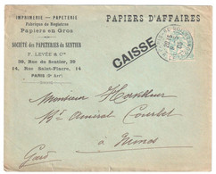 PARIS 60 Convention Papier D'Affaires CAISSE Entête Imprimerie Papeterie Du Sentier LEVEE 5c Blanc Yv 111 Ob 1905 - Brieven En Documenten