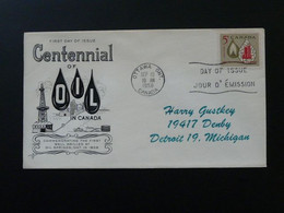 FDC Pétrole Centennial Of Oil 1958 Canada Ref 68752 - 1952-1960