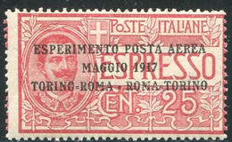 REGNO 1917 POSTA AEREA ESPRESSO N. 1 SOPRASTAMPATO ** MNH - Poste Aérienne