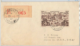 45067 MARTINIQUE - POSTAL HISTORY: REGISTERED COVER From SORBELCHER To USA 1947 - Lettres & Documents