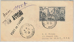 45066   MARTINIQUE - POSTAL HISTORY: AIRMAIL COVER From FORT DE FRANCE   1947 - Lettres & Documents