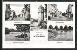 AK Nordenham, Hansingstrasse, Gateteich-Anlagen, Bahnhofstrasse Und Wasserturm - Nordenham
